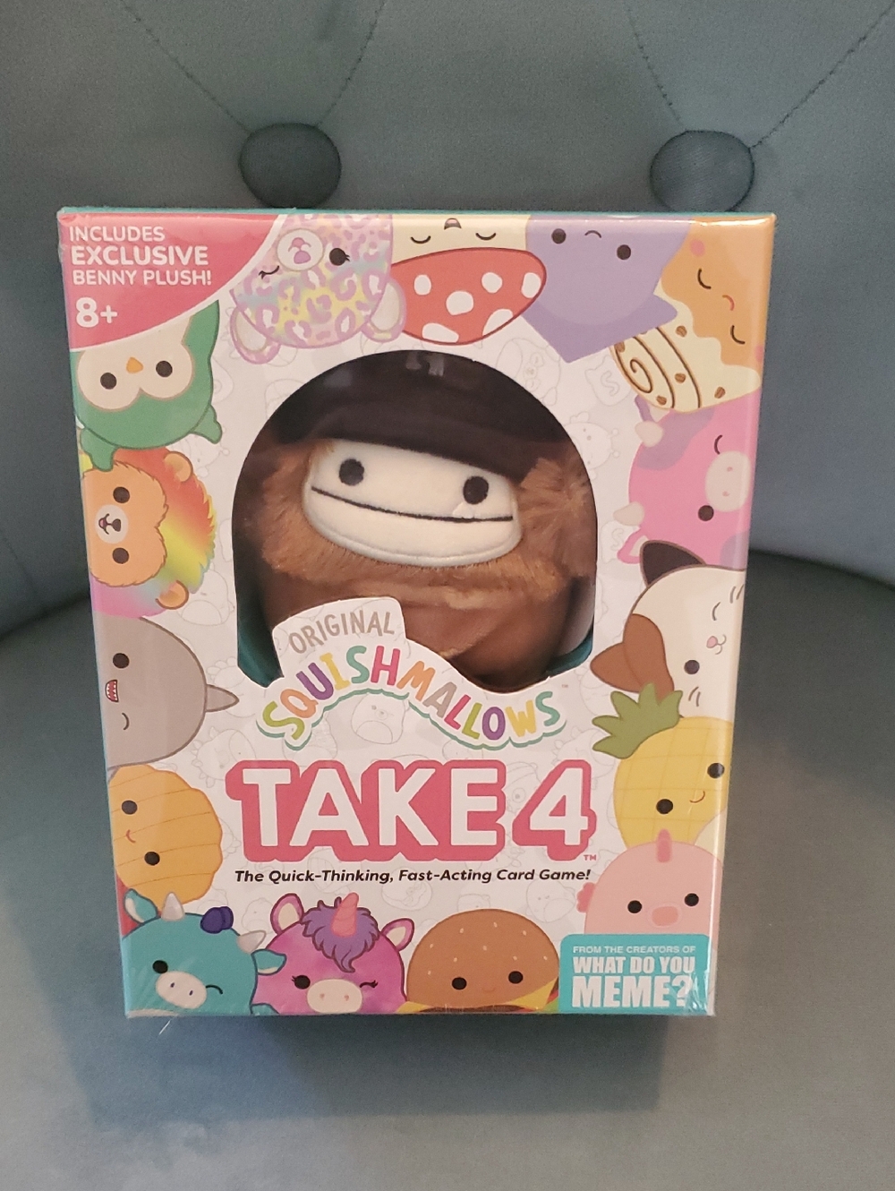 Squishmallows TAKE 4 Card Game with Brown Benny Plush